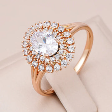 Amazing High Quality Fine Jewellery Rolled 14K Rose Gold Bold Big Micro wax inlay AAA Zircon Diamonds Ring